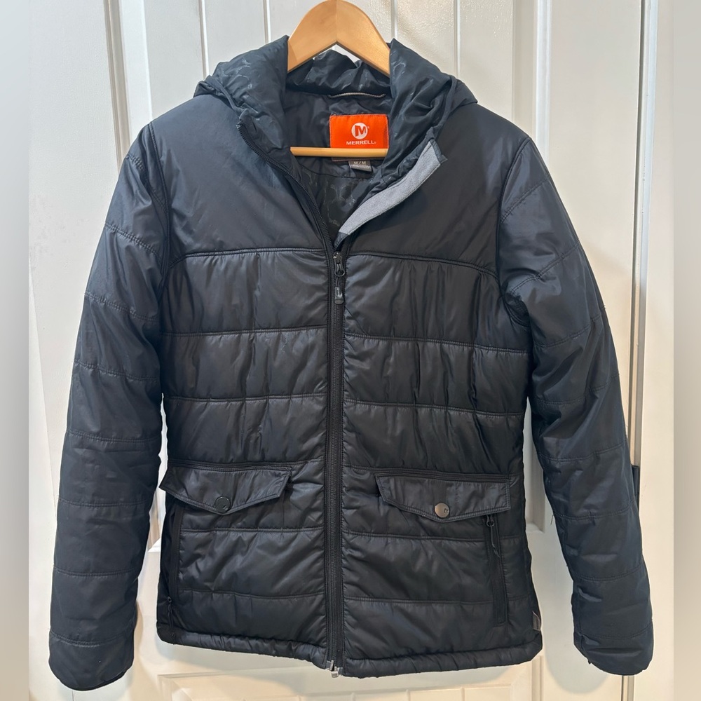 Merrell Lightweight Puffer Jacket Primaloft Size Medium Black